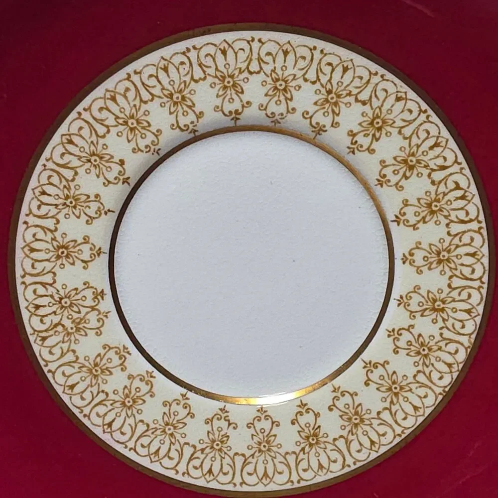 Aynsley Teacup and Saucer Burgundy Vintage